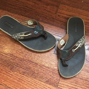 Leopard Print Sperry Topsider Flip Flops